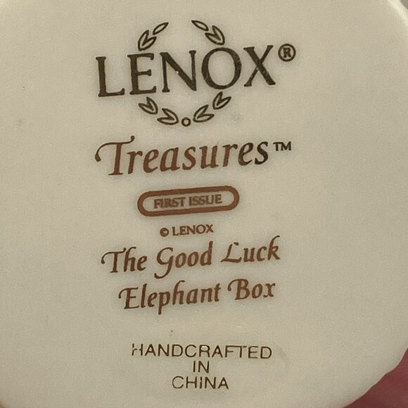 Lenox Treasures Good Luck Elephant Trinket Box 24 ct Gold Trim - Picture 10 of 10